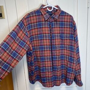 Lands' End Red and Blue Plaid Shirt XL